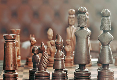 closeup of ornate chess pieces